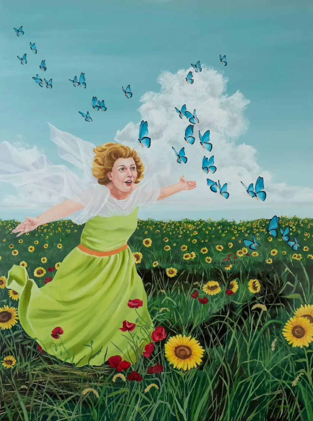 Painting: Sunflowers and Butterflies
